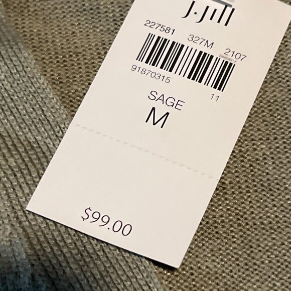 J. Jill Linen Blend Long Duster Elbow Sleeve Sage Green Cardigan NWT Medium - Picture 6 of 8